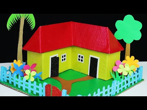 Cardboard House making - Easy Craft - Paper House- Very Easy School Project