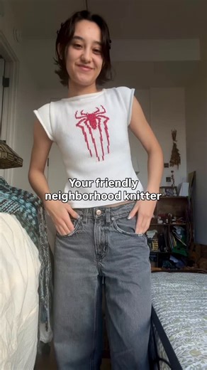 Lauren Knieling on Instagram: "I watched all the spiderman movies over the holidays and became slightly obsessed with spiderman🕸️♥️ 100% cotton knit baby tee with red duplicate stitching I’m gonna piss some people off but I liked Andrew Garfield’s ones the best like why were they so good??? Also the amount of memes that can be pulled from Tobey Maguire’s is hilarious ★☆ #spidermanmemes #fanart #nyc #tactilearts"