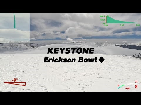 Skiing Keystone's Erickson Bowl - With slope metrics and steepness gauge.