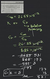 ELECTROSTATIThe permittivity of medium is 26.55×10−12 C2/Nm2. ... | Filo
