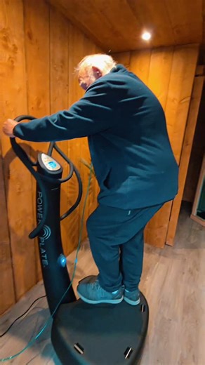 finally got dad moving in our recovery suite on our new power plate my5 vibration plate. this routine is excellent for the elderly with mobility issues, my dad only did 5 minutes first session with breaks inbetween these low impact exercises to allow him to regain his breath, he is on oxygen 24 hours a day and cant walk very far at all, unable to put his shoes on, needs a wheel chair or mobility scooter. my hope is for him to be able to walk and to lower his oxygen use by improving lung function