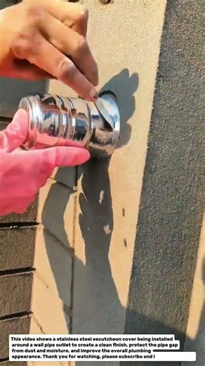Wall Pipe Finishing Installation Using Stainless Steel Escutcheon Cover | Clean Plumbing Detail.