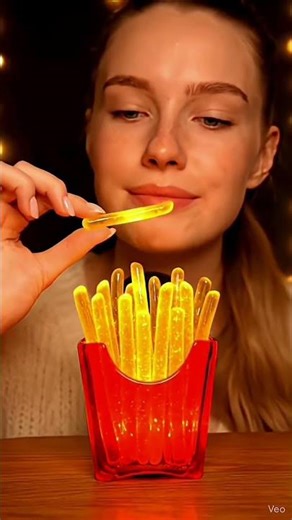 glass fries ASMR with cute dance 😍