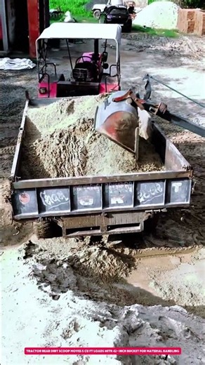 Tractor Rear Dirt Scoop Moves 5 cu ft Loads with 42-Inch Bucket for Material Handling