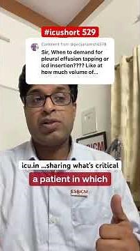 #icushort 529: When to do pleural tapping and when ICD insertion in pleural effusions #esbicm