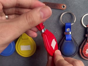 Handmade Leather HIID Pro x Key II III 1346 Key Fob Holder – RFID Access Card & NFC Tag Protector – Scratch & Water Resistant – Custom Keychain Case with Logo or Name Engraving