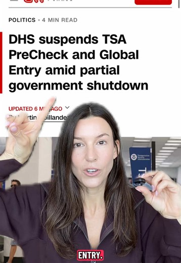 🚨 Global Entry and TSA PreCheck temporarily suspended. Allow extra time for getting through the airport if you have travel coming up. Share this update with any loved ones & follow along for updates. #tsaprecheck #globalentry #travel #amexplatinum #amex