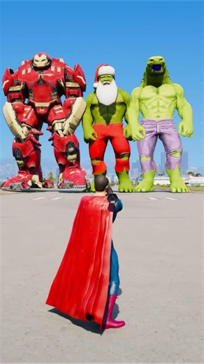 Random Superheroes VS Giant Ironman & Giant Santa & hulk Brothers #shorts #youtubeshorts