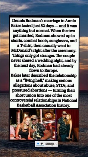 The story of 82-day marriage of Dennis rodman and Annie bakes. #shorts