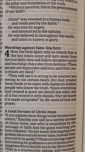 Book of 1 Timothy, Chapter 4, Verses 1-5