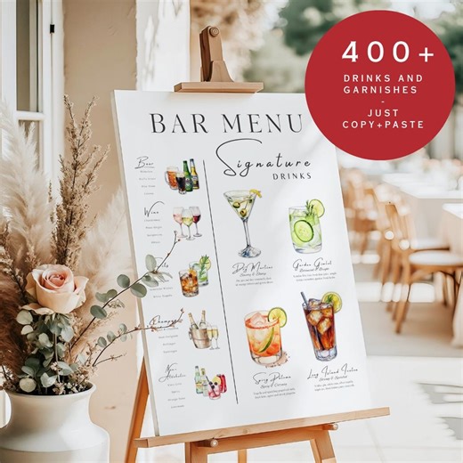 Wedding Bar Menu Template Bar Menu Wedding Sign Editable Signature Cocktail Sign Signature Drink Sign Wedding Drink Sign Bride Groom Drink - Etsy