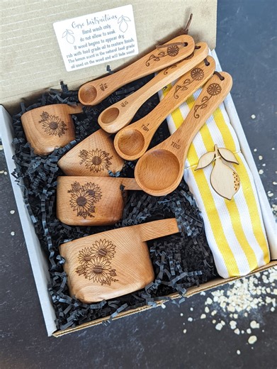 Sunflower Baking Gift Set for Bakers, Mothers Day Gift, Measuring Cups & Spoons - Etsy
