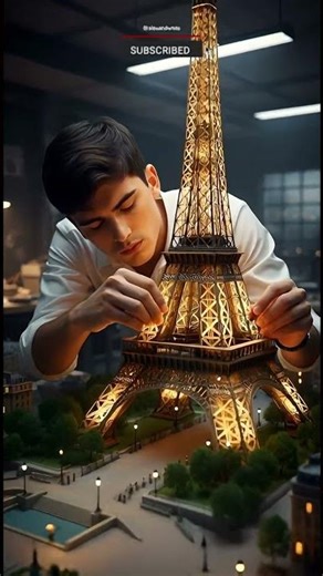 Eiffel Tower Mini Model Build 🗼 | DIY Paris Tower Replica#EiffelTower #MiniModel #youtubeshorts