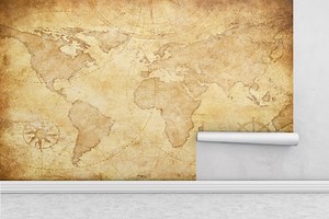 Vintage World Map Wallpaper, Old Atlas Mural Wall Art, Antique Nautical Chart Design, Rustic Travel Decor, Sepia World Wall Covering - Etsy