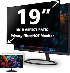 19 Inches Privacy Screen Filter for Computer 16:10 Widescreen Monitor | Privacy Shield | Anti Glare & Blue Light Filter | Eye Protection | Anti-Scratch Protector Film