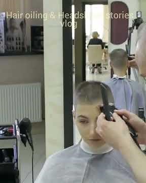 girl saloon headshave/buzzcut.. student girl trimmer headshave..