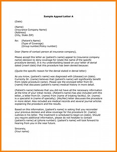 Sample Appeal Letter For Claim Denial