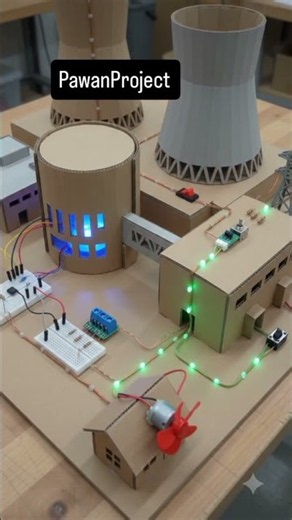 DIY Cardboard Nuclear Power Plant Model with Working Circuit
