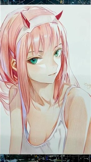Zero two drawing #waifu #zerotwo #drawsoeasyanime #animecoloring