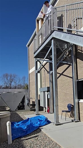 Ms. Nowaczyk's science class tested their Egg Drop Designs...in...3...2...1... | The Blessed Sacrament Huguenot School