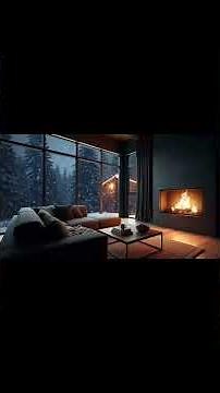 No Ads Fireplace Blizzard ASMR - Snow Storm Sleep Sound With Fireplace Burning For Deep Sleeping