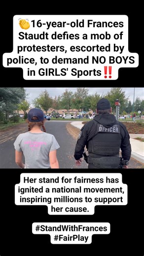 👏16-year-old Frances Staudt defies a mob of protesters, escorted by police, to demand NO BOYS in girls' sports‼️ Her fearless stand for fairness is going viral, inspiring millions to join her fight🎉 📢Share this everywhere 👊👏 #StandWithFrances #FairPlay #ProtectWomensSports | Real News