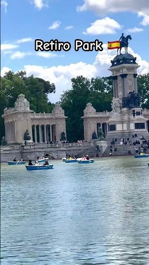Retiro Park and Temple of Debod in Madrid Spain