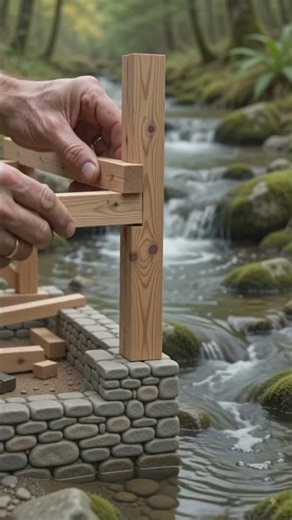 DIY Home Construction | Building a Miniature Working Water Powered Sawmill#shorts