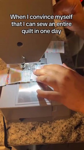 Chain piecing makes the sewing go SEW much faster! I’ve always wanted to know how long it takes to make a quilt so I am pattern testing this log cabin pattern and thought- might as well try timing myself! Then I said- I wonder if I can sew it all in a day? I didn’t do it in one shot but now I’m racing to see if I can make it in under 24 hours. What do you think 😂 Credit : thingsginasews❤️ #sewing #quilting #quiltingtiktok #sewingtiktok #MadeWithLove less | Amber Kappler