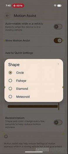 Motion Assist - Android's version of Vehicle Motion Cues?! #android