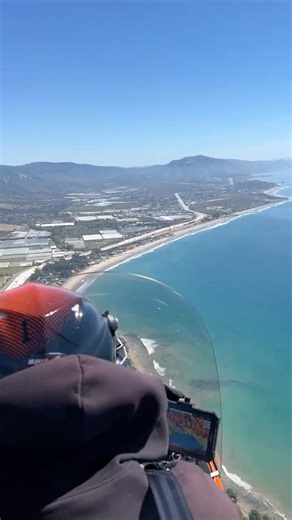 American Ranger AR-1 gyroplane flying along the Pacific coast on its way home.