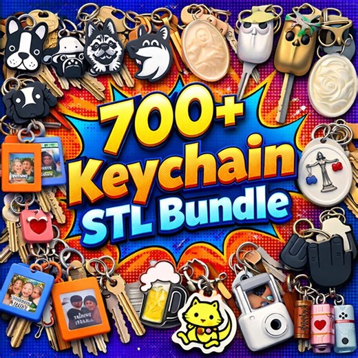 700  Keychain STL Bundle | 3D Printing Files, Keyring Designs (digital Download) - Etsy