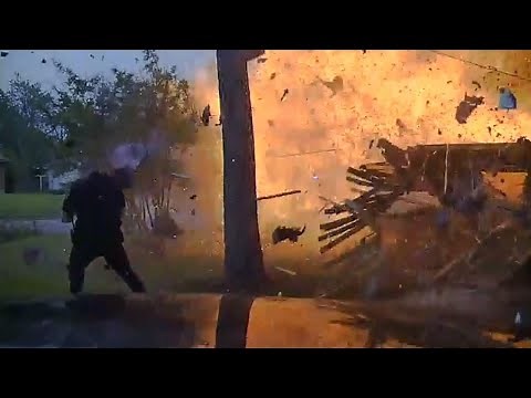 Watch House Explode in Front of Cops