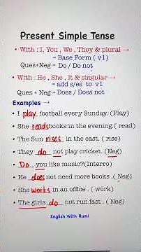 Present simple tense Rules with examples 🇳🇿📚💯 #learnenglish #education #english
