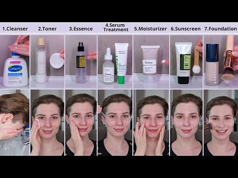 How to use Cleanser, Toner, Essence, Serum, Moisturizer, Sunscreen and Foundation