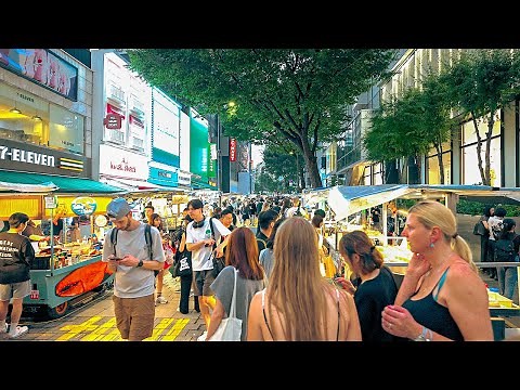 Seoul Night Walk on Myeongdong Street After Heavy Rain | Walking Tour Korea 4K HDR