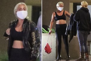 Lady Gaga wears just a bra after gifting leather jacket to mystery woman