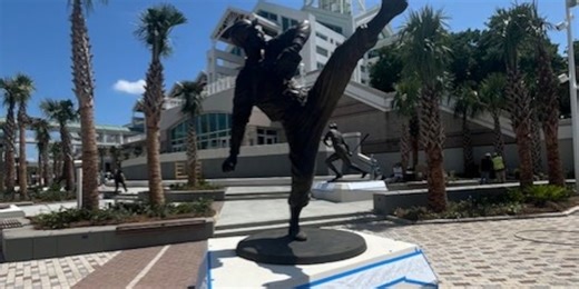 Hall of Fame statues are up in downtown Mobile