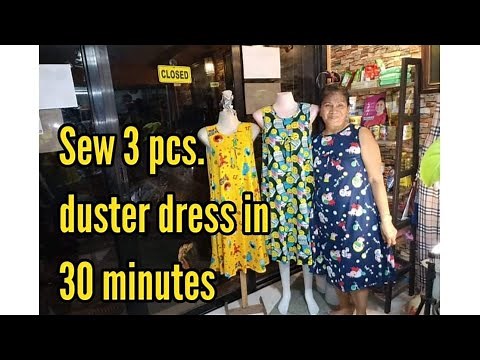 CUT AND SEW 3 PIECES DUSTER DRESS IN 30 MINUTES/VLOG#171