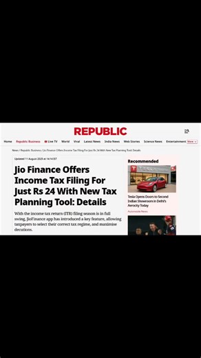 JIO FINANCE LAUNCHES INCOME TAX FILING FOR JUST ₹24 WITH NEW TAX PLANNING TOOL With the income tax return (ITR) filing season is in full swing, JioFinance app has introduced a key feature, allowing taxpayers to select their correct tax regime, and maximise deductions. My POV: They are clearly not interested in 24/- They ONLY want all the personal and financial details #IncomeTax #ITR #incometaxindia #incometaxfiling #IncomeTaxReturn | CA Junction India
