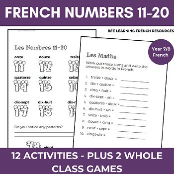 Les Nombres 11–20 | French Numbers Activities, Games, Dictation & Speaking Tasks