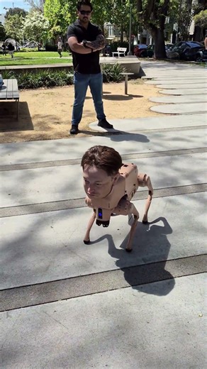 Elon Musk-masked robot dog spotted roaming San Francisco’s South Park neighborhood.