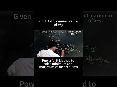 Powerful K Method to solve minimum and maximum value problems
