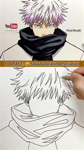 How to Draw Gojo Satoru Unmasked. #drawing #anime #art #shorts #success #viral #gojosatoru