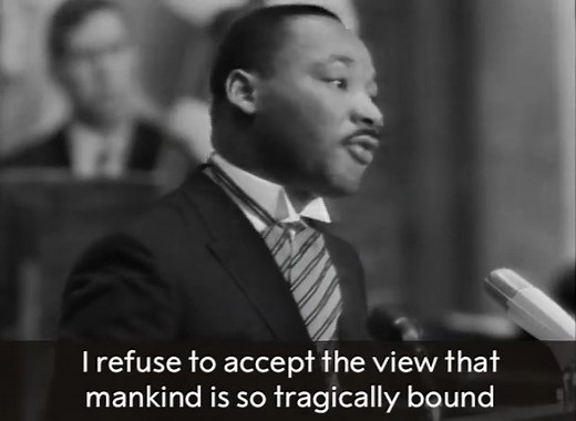 "I refuse to accept the view that mankind is so tragically bound to the starless midnight of racism and war." Watch Martin Luther King Jr.'s Nobel Peace Prize speech, where he accepted the award on behalf of the American civil rights movement: https://bit.ly/3bJCQuc #MLKDay | Nobel Prize