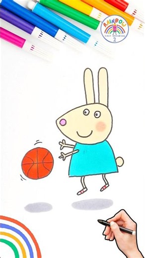 Rebecca Rabbit Drawing | Rebecca Rabbit Playing Basketball Drawing 🌈🐽 #peppapig #short #basketball