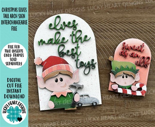 Christmas Elf Tall Arch Sign Interchangeable File SVG, TINY, INSERT Only Rudolph, Santa, Glowforge, Holiday, Tiered Tray Luckyheartdesignsco - Etsy