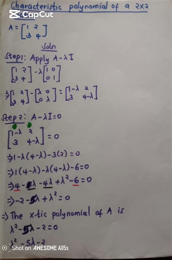 characteristic polynomial of a 2x2 matrix.