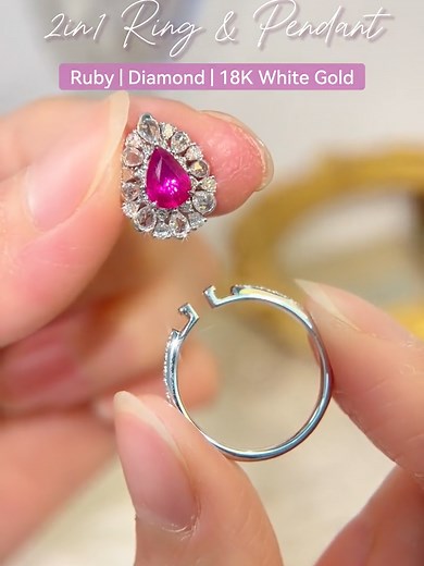 An Enchanting 2-in-1 Ruby Diamond Ring and Pendant