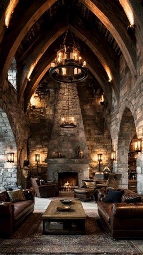 Rustic Luxury Cabin Vibes 🪵🔥 | Dream Living Room Goals Step inside the ultimate cozy retreat—soaring wood-beamed ceilings, a grand stone fireplace, and luxe leather seating make this rustic cabin feel straight out of a winter dream! ✨ Perfect for design inspo if you love mountain lodge charm with a touch of elegance. 🏔️ #RusticHome #CabinGoals | Courtney's World